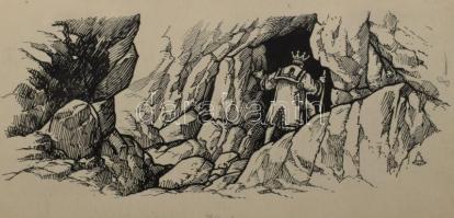 Haranghy Jenő (1894-1951): 10 db illusztráció a Világvándor király c. műhöz. Tus, papír, többségében...