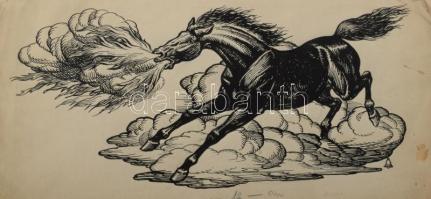 Haranghy Jenő (1894-1951): 10 db illusztráció a Világvándor király c. műhöz. Tus, papír, többségében...