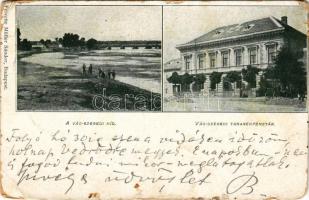 1900 Szered, Vág-Szered, Vágszered, Sered; Takarékpénztár, híd. Müller Sándor felvétele / savings bank, bridge (EM)