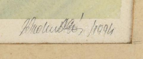 Szkotniczky Péter (?-): Aranyrög tetején ülő koldus, 1994. Akvarell, papír, jelzett, kissé foltos, p...