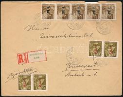 1946.02.07. (7. díjszabás) Ajánlott levél Szentistvánról Budapestre küldve 9 db Betűs bélyeggel