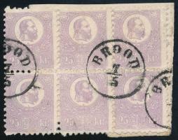 1871 Kőnyomat 25kr fekvő hatostömb VII-VI-X/II-I-V. típusokban, UV-védő fóliával, Orbán tanúsítvánnyal (ex Ryan, Kostyál)