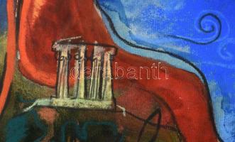 Jozefka Antal (1935-): Sunion, 1972. Vegyes technika, papír. Jelzett. Paszpartuban. 60x40 cm