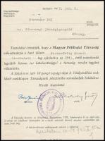 1943 Magyar Földrajzi Társaság értesítése Kőszegre, Stettner Pál ny. főhercegi józságigazgató részér...