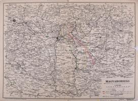 cca 1910 Magyarország térképe, 1:1 500 000, Kókai Lajos kiadása, szakadással, ceruzás jelölésekkel, 33×42 cm