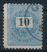 1889 10kr 11 1/2 fogazással, képbe fogazva. A bélyeg a klasszikus magyar filatélia fogazat különlegessége! / Mi 32 with perforation 11 1/2. RRR! Certificate: Glatz