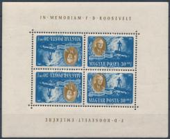 1947 Roosevelt 30f(+30f) fordított állású kisív (saroktörés / corner fold)