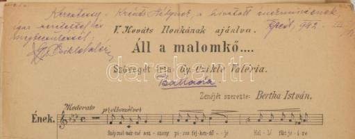 Kottagyűjtemény, nagyobb mappányi, nagyrészt kézzel írt kotta, közte dedikáltak: Vasadi Balogh Lajos...