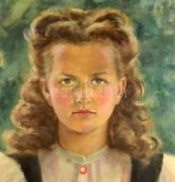 Jelzés nélkül, XX. sz. első fele: Menyecske népviseletben, 1930-40 körül. Olaj, vászon. Kisebb sérül...