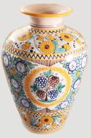 Modra nagyméretű őszi jelenetes virágmintás váza. Jelzett, hibátlan, m: 41 cm