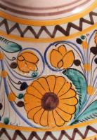 Modra nagyméretű őszi jelenetes virágmintás váza. Jelzett, hibátlan, m: 41 cm