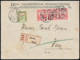 1915 Ajánlott levél, hátul levélzáróval "DÉVA" - Wien