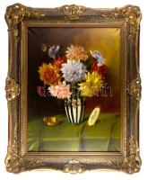 Murin Vilmos (1891-1952): Csendélet. Olaj, vászon, jelzett. Dekoratív, sérült fakeretben, 80x60 cm