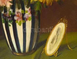 Murin Vilmos (1891-1952): Csendélet. Olaj, vászon, jelzett. Dekoratív, sérült fakeretben, 80x60 cm