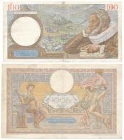 Franciaország 1939. 100Fr "Luc Olivier Merson" + 1940. 100Fr T:F, pici szakadás
France 19...