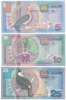 Suriname 2000. 5G + 10G + 25G T:AU,XF, hajtatlan, hullámos papír
Suriname 2000. 5 Gulden + 10 Gulde...