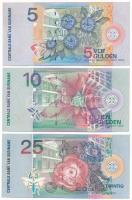 Suriname 2000. 5G + 10G + 25G T:AU,XF, hajtatlan, hullámos papír
Suriname 2000. 5 Gulden + 10 Gulde...
