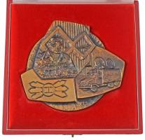 1970-1980 k. "MN (Magyar Néphadsereg)" egyoldalas, öntött bronz híradós plakett, eredeti tokban. Szign.: Rózsa Péter (1936-2015) (117x131mm) T:AU