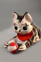 cca 1975 Nakayama Wind Up Puzzle Cat felhúzható lemezjáték. Japán, fémlemez, eredeti dobozában, 14x9...