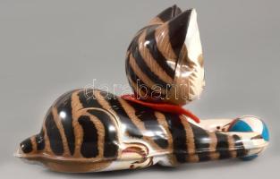 cca 1975 Nakayama Wind Up Puzzle Cat felhúzható lemezjáték. Japán, fémlemez, eredeti dobozában, 14x9...