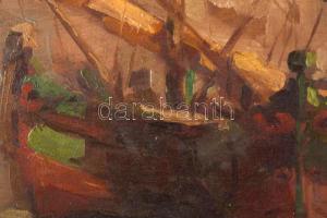 Paczolay jelzéssel, XX. sz .első fele: Kikötőrészlet vitolrásokkal (kétoldalas mű, hátoldalán tájrés...