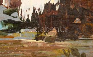 VR jelzéssel, XX. sz. vége/XXI. sz. eleje (Vojnits Richárd?): Ruhaszárítás. Olaj, farost. Dekoratív ...