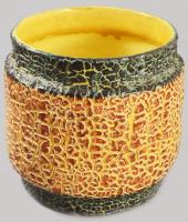 Iparművészeti kaspó, jelzett, kis mázhibával, d: 17 cm, m: 15,5 cm