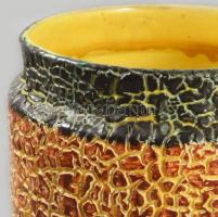 Iparművészeti kaspó, jelzett, kis mázhibával, d: 17 cm, m: 15,5 cm