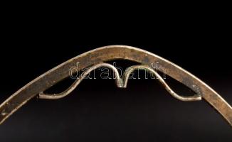 cca 1960 Hefra Posztmodern cukorkínáló. Lengyelország, üveg, fém, jelzett, d: 13 cm, m: 15 cm