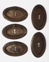 5 darab szecessziós réz zárcímke, h: 9 cm