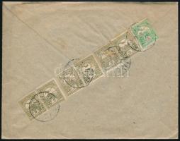 1908 Ajánlott levél 7 db Turul bélyeggel Bécsbe