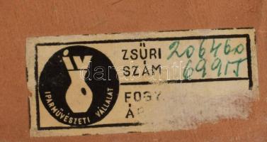 4 db mesefigurás iparművész kerámia fali dísz. Kézzel festett, jelzett, egy darab sérült 11x11 cm ig