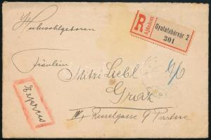 1914 Ajánlott expressz levél Gyulafehérvárról Grazba