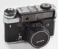 cca 1970 Kiev-5 szovjet fényképezőgép, Jupiter-8 NB 52mm f/2 objektívvel, sapkával, kis kopásokkal