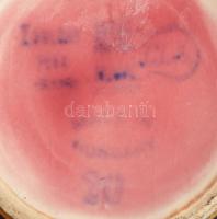 Zsolnay kék és virág mintás cukordoboz. Családi pecséttel jelzett, kézzel festett, sérült. d: 10 cm