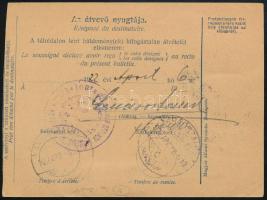 1922 Szállítólevél 3 db Hivatalos bélyeggel
