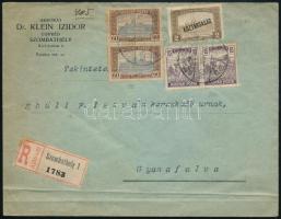 1920 Ajánlott levél Szombathelyről Gyanafalvára 5 db bélyeggel