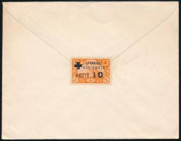 1934 Ajánlott levél 3 db bélyeggel Bécsbe "TÉGLÁS", hátoldalon levélzáróként használt görö...