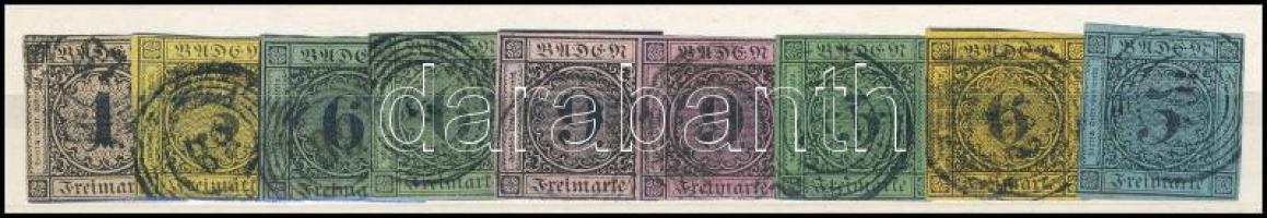 Német államok - Baden 1851-1854 Forgalmi bélyegek Mi 1b + 2b + 3b + 3b + 4a + 4b + 6-7 (Mi EUR 790.-)