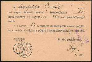 1932 Budapest helyi nyomtatvány 12f portóval