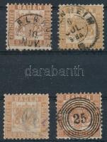 Német államok - Baden 1862/1866 Forgalmi bélyegek Mi 20a +20b + 20ba + 20c (Mi EUR 820.-)