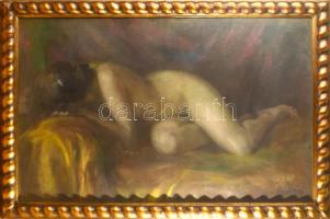 Páldy Zoltán (1884-1939): Fekvő női akt. Pasztell, papír, jelezve jobbra lent. Dekoratív, üvegezett, kissé sérült fakeretben, 78×121 cm. KIZÁRÓLAG SZEMÉLYES ÁTVÉTEL, NEM POSTÁZZUK! / ONLY PERSONAL COLLECTION AT OUR OFFICE