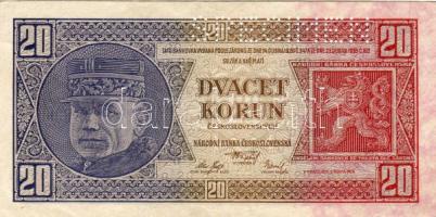 Csehszlovákia 1925 20K "specimen" T:II