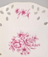 Hollóházi kínáló tál és bonbonniere. Kézzel festett, jelzett, hibátlan d: 20 cm 10x16 cm