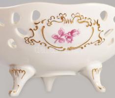 Hollóházi kínáló tál és bonbonniere. Kézzel festett, jelzett, hibátlan d: 20 cm 10x16 cm