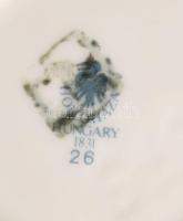 Hollóházi kínáló tál és bonbonniere. Kézzel festett, jelzett, hibátlan d: 20 cm 10x16 cm