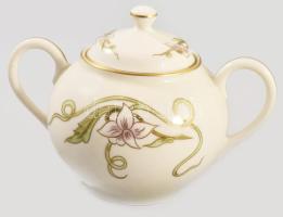 Zsolnay virág mintás cukordoboz. Kézzel festett, jelzett, hibátlan 18x13 cm