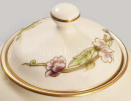 Zsolnay virág mintás cukordoboz. Kézzel festett, jelzett, hibátlan 18x13 cm