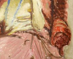 Márk Lajos (1867-1940): Dáma fotelben. Olaj, vászon, jelezve jobbra lent. Dekoratív fakeretben, 80×6...