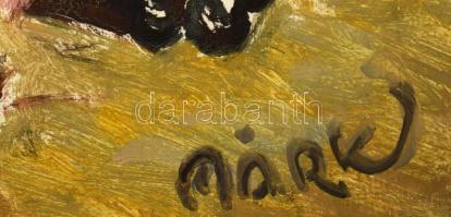 Márk Lajos (1867-1940): Dáma fotelben. Olaj, vászon, jelezve jobbra lent. Dekoratív fakeretben, 80×6...